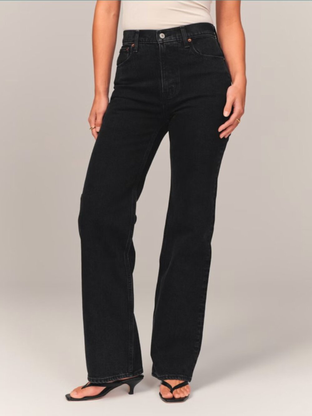 Abercrombie & Fitch 90’s Relaxed Jean High Rise Washed Black Curve Love size 27